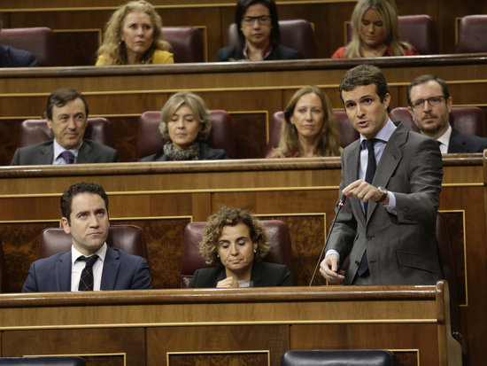 PP leader Pablo Casado speaks in the Spanish Congress on October 10 2018 (photo courtesy of Spanish Congress)